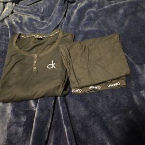 Calvin Klein Black Long John Sleepwear Set